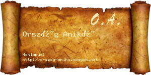 Ország Anikó névjegykártya